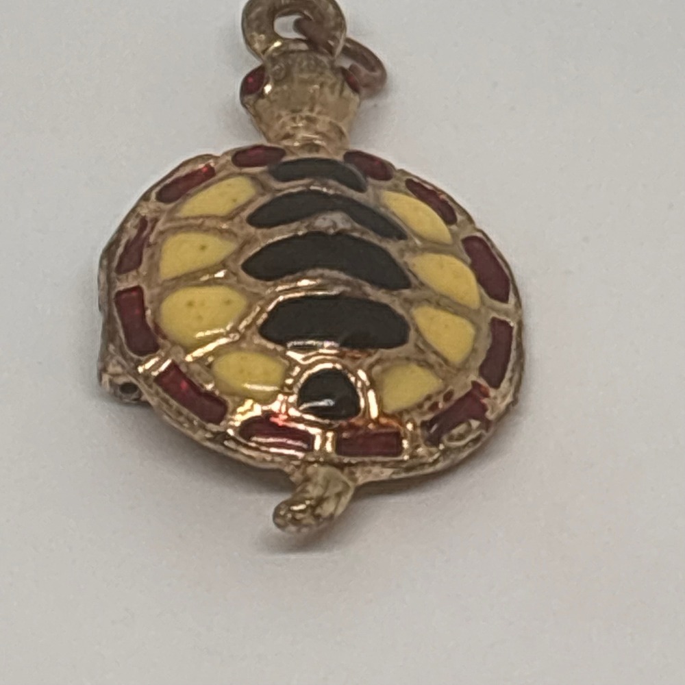 Vintage Enamel Turtle Charm Pendant Gold‎ Tone Animal Beach Jewelry